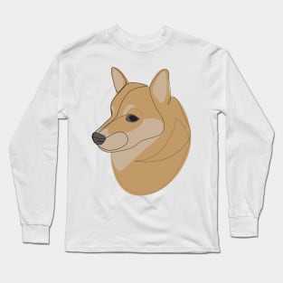 Shiba Inu - one line drawing with colour Long Sleeve T-Shirt